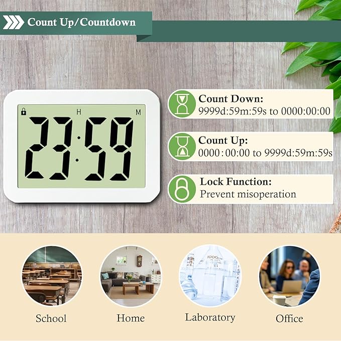 QINFIEY Digital Countdown Days Timer 9999-Days Electronic Timer for Vacation Retirement Wedding Lab, Large Display for Classroom Graduation,Study Fitness Count Down