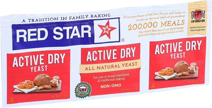 Red Star Active Dry Yeast, 3 Pack, All Natural, Gluten Free, 0.75 Ounces (Pack Of 18)