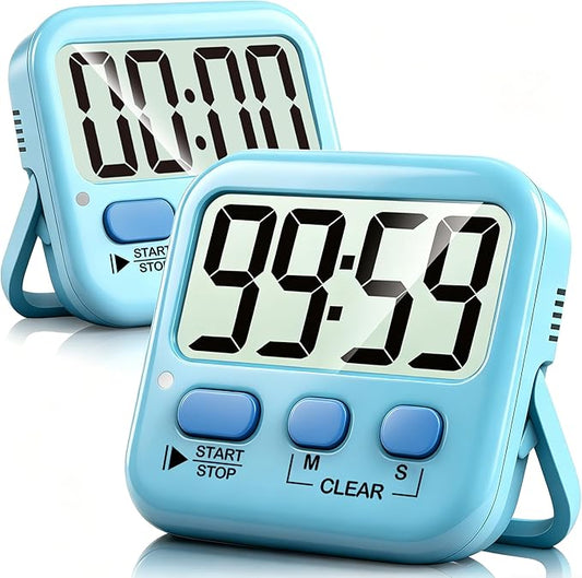 Antonki 2 Pack Digital Timer for Kids, Magnetic Countdown Kitchen Timers for Cooking, Egg, Classroom, Teacher, Exercise, Study, Oven - Battery Included