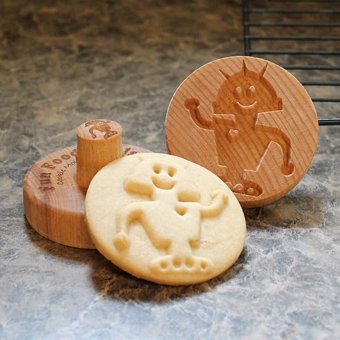 Wood Cookie Stamp, 2.5 Inch (Robot Love CS-030)