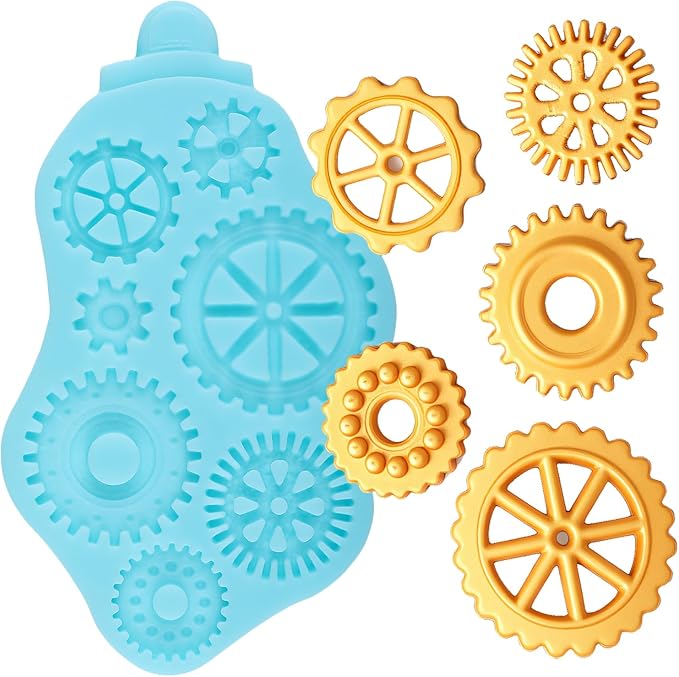 Steampunk Gear Fondant Mold Gear Silicone Molds for Cake Decorating Cupcake Topper Chocolate Candy Gum Paste Polymer Clay