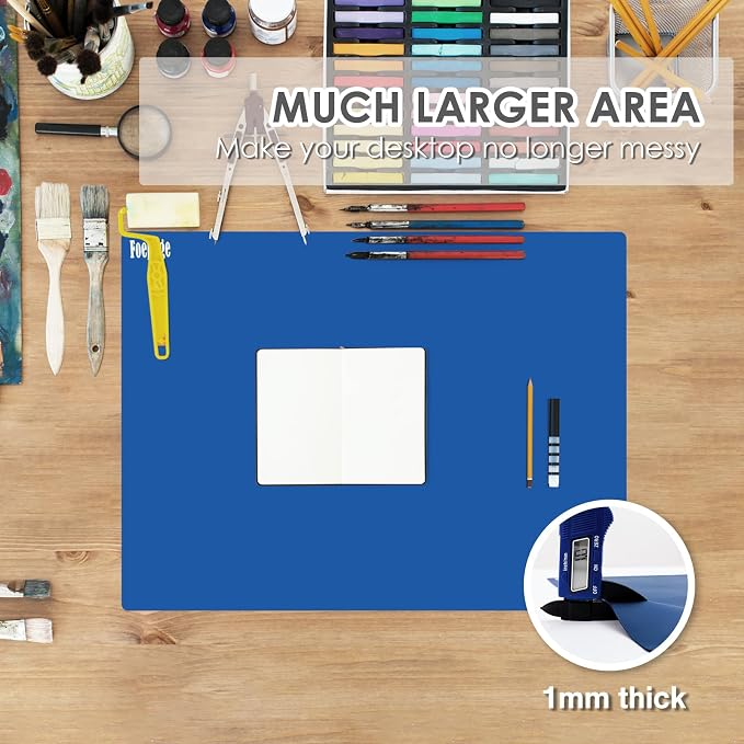 31.5" x 23.6" Extra Large Silicone Mat for Resin Casting, Crafts and Epoxy, Nonstick Silicone Sheet for Jewelry Casting Molds, Countertop Protector Mat Heat Resistant Placemats by Foepoge, Dark Blue