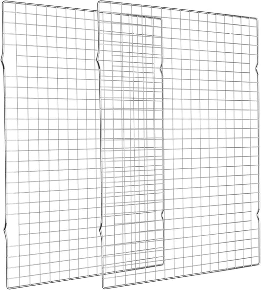 Cooling Rack for Baking, 2 Pack 15.94x10 Inch Stainless Steel Wire Rack | Raised Feet Improve Airflow | 0.59 Inch Grid Lets Fat Drip Away | Smooth Edges For Safer Handling | Oven And Grill Use