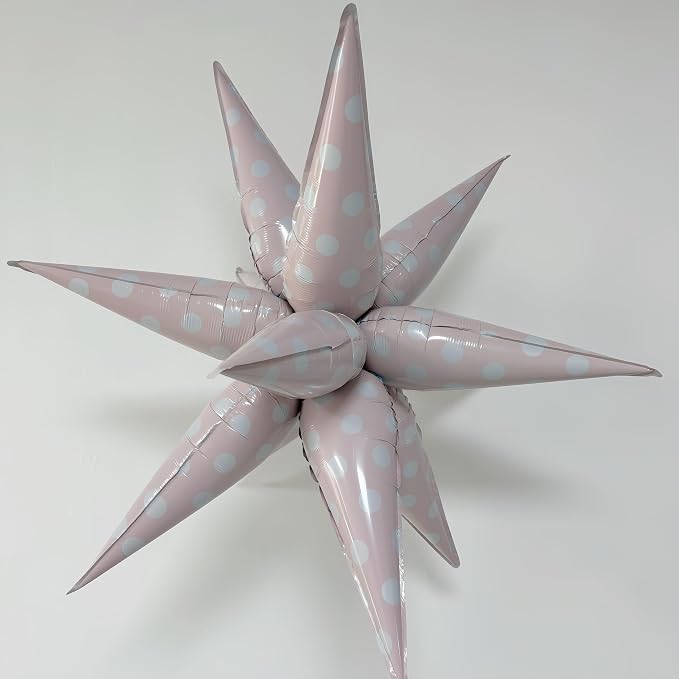 2Pcs Pink Macaron Polka Dot Explosion Pointed Star Foil Balloons/Candy Color Balloon for Spring Easter, Christmas, Candyland Party, Baby Shower, Unicorn Birthday/Rainbow Candy Themed Party Decor