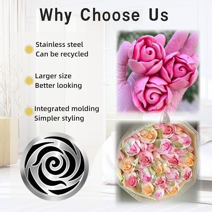 11PCS Extra Large Russian Piping Tips，Stainless Steel Flower Tips for Cake Decorating for Cake Decorating Icing, Cream Bouquet DIY Cookies, Desserts Baking Tools