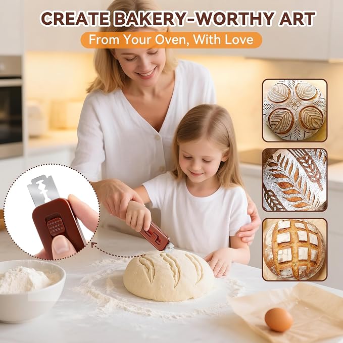 Professional Sourdough Scoring Tool Bread Lame, Upgraded Extractable & Magnetic Lame Bread Tool with 5 Sharp Blades, Dough Razor & Bread Scoring Knife for Homemade Sourdough Bread