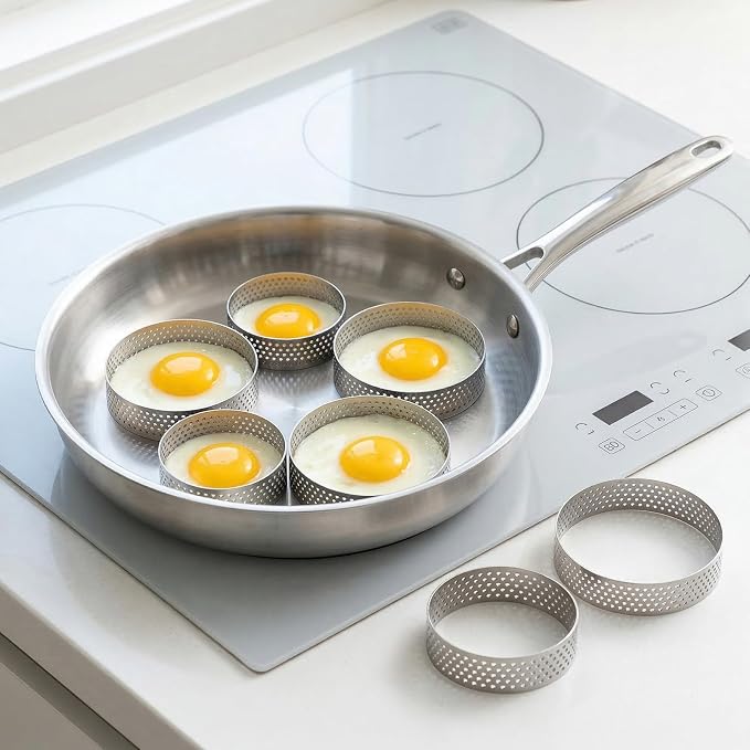 24 Pcs Tart Ring Round Stainless Steel 3.15 Inches and 2.36 Inches Perforated Tart Ring, Metal Pastry Mold Heat-Resistant Perforated Cake Mousse Rings Small Fruit Tarte Crust Tools for Baking