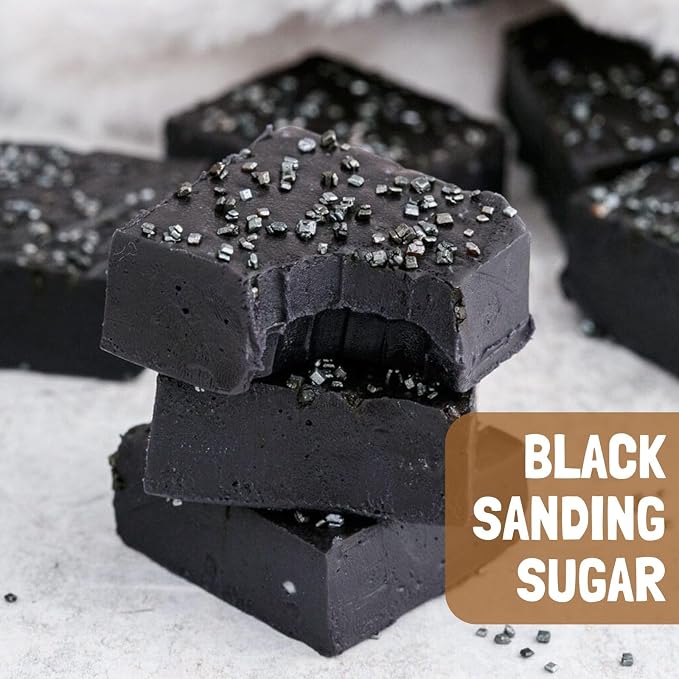 Black Sanding Sugar | Black Sprinkles | Edible Coarse Sugar Crystals | For Baking Dessert Decorating, Cake, Cupcake, Cookie, Ice Cream | Halloween Graduation Holiday Party | 4.6 Ounces