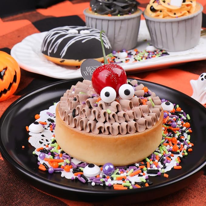 Halloween Sprinkles for Cake Decorating, Edible Candy Eyes Purple Orange Green Sprinkles, Eyeball Sprinkles for Baking Cupcakes Cookies 3.5oz