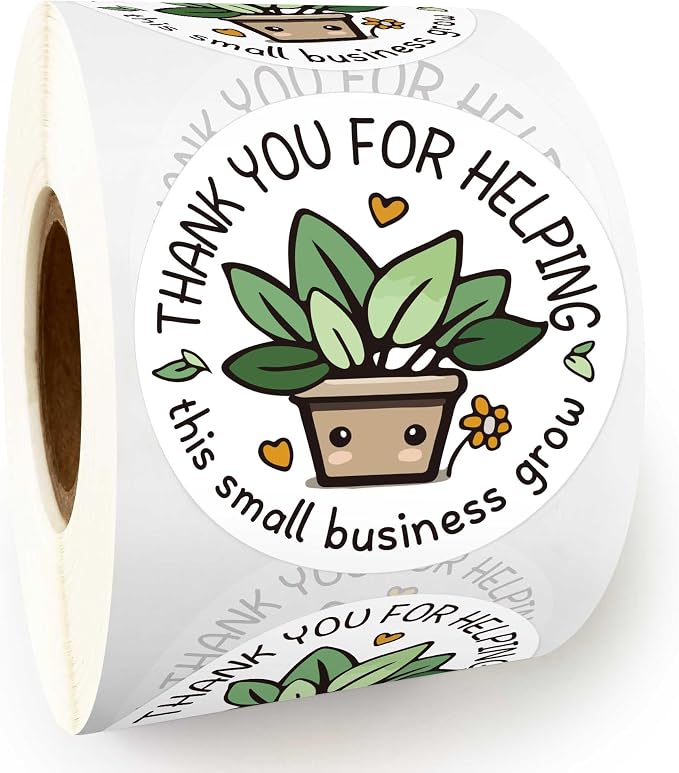 Thank You for Helping Small Business Grow Stickers - 1.7 inch / 500pcs