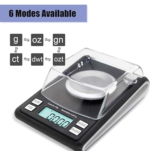 Fuzion Milligram Scale 50/0.001g, Mg Scale with 20g Cal Weight, Micro Scale, Powder Scale for Reloading