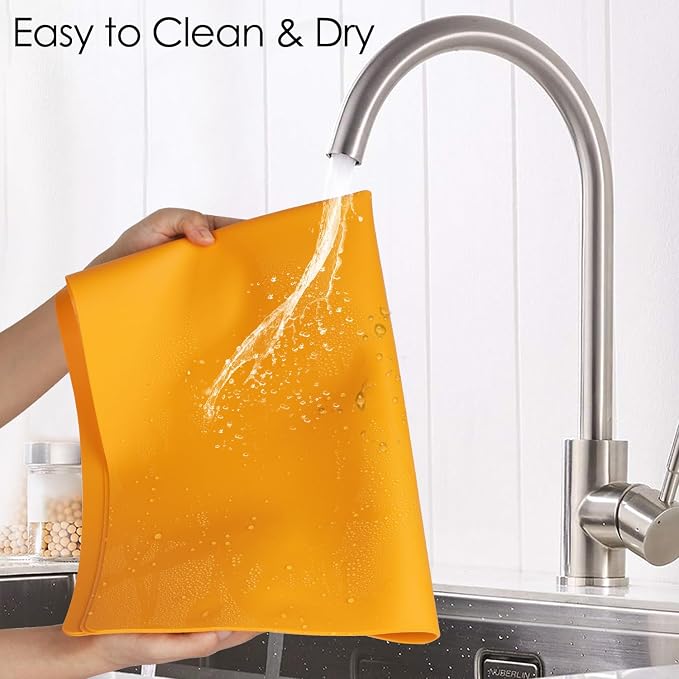 Extra Large Silicone Mats For Kitchen Counter, 27.6'' x 15.7'' Silicone Placemats for Kids, Nonstick Silicone Mat for Baking Crafts, Nonskid Heat Resistant Mat Orange Kids Placemats for Table,1Pcs