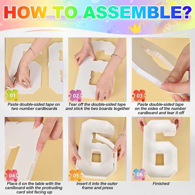 HILAVO Cardboard Number for Charcuterie, 13.7" Cardboard Number 16 Set Fillable Number for Food Paper Mache Number Boxes for Cupcake Candy Sweet 16th Birthday Anniversary Party Decorations