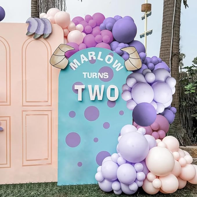 Boho Dusty Purple and Pastel Orange Balloon Garland Arch Kit, 160Pcs Purple Lavender Pastel Purple Balloons for Gender Reveal Wedding Birthday Bridal Baby Shower Bachelor Party Decorations