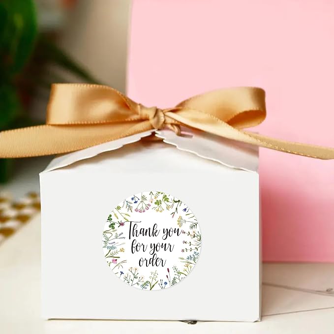 Flower Thank You for Your Order Stickers, Cute Floral Small Business Envelopes Stickers,Handmade Business Packaging - 500pcs