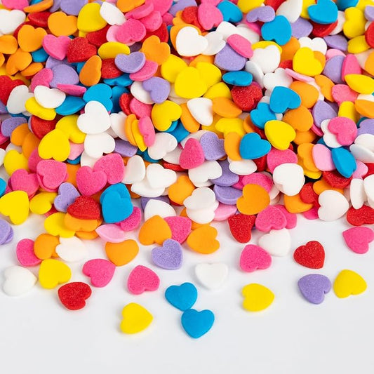 Edible Confetti Sprinkles,Colorful Heart-Shape Cake Decoration,Rainbow Round Candy for Cake Decorating,Pastel Sprinkles for Desserts Baking,Perfect For Birthday Party,Festival Day Baking Supplies