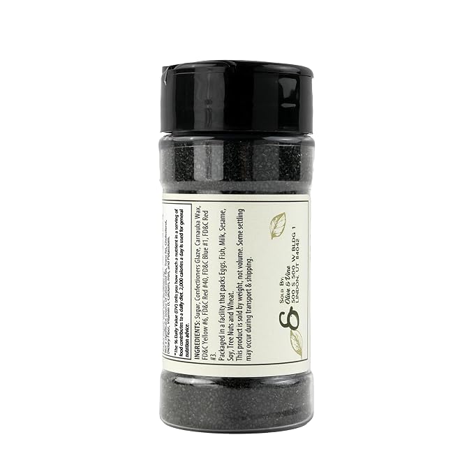 Olive & Vine Black Sanding Sugar, Sweet Finish, For Baking & Decorating, Rich Tradition, Authentic Taste, For Global Recipes (4 Ounce)