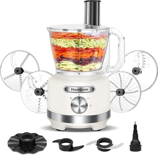 Homtone 16 Cup Food Processor, Large Food Chopper for French Fry Cutter | 9 Functions, Meat/Veggie Chopper, Bread Dough Knead, Slicer, Cheese Shredder, Egg White Whipper, Meal Prep, Dishwasher Safe