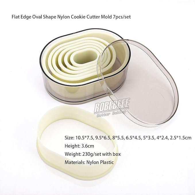 Multi-Shape Nylon Cookie Molds Round Square Star Plastic Geometry Biscuit Cutter Dough Mousse Bread Slicer DIY Bakery Utensils (Flat Oval)
