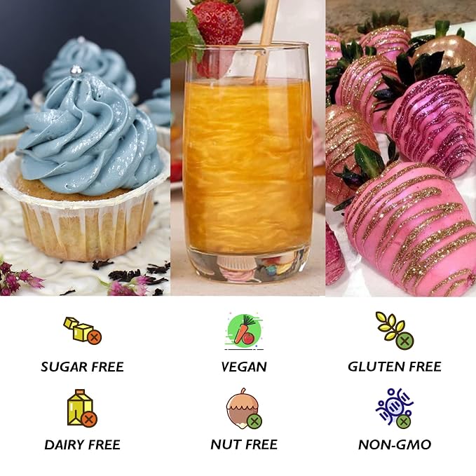 Edible Glitter Spray Set - 100% Edible Glitter for Cakes, Cupcakes, Cake Pops, Drinks, Chocolate, Strawberries, Cookies, Food Grade Coloring Glitter, Gold, Silver, Pink (4g/Bottle)