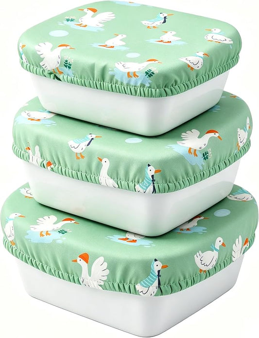 Reusable Bowl Covers, Elastic Cotton Cloth Sourdough Bread Cover, Reusable Bowl Caps for Bread Proofing Baskets and Large Mixing Containers, 3 Pack, Goose