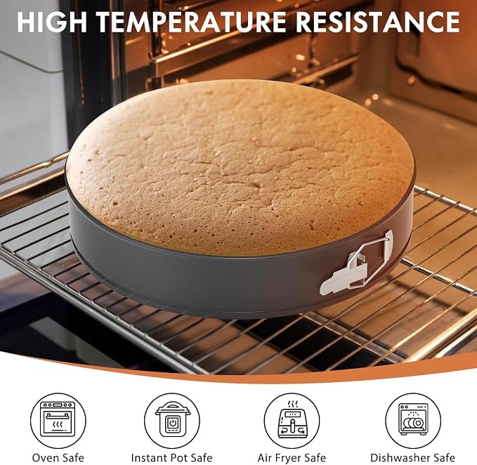 ENLOY Springform Cake Pan Set of 3, Non-Stick Leak-Proof with Removable Bottom, 7.5/8.5/9.5 Inch, Multi-Shape with Secure Latch, Perfect for Cheesecake, Round Cakes & Baking, Oven & Dishwasher Safe