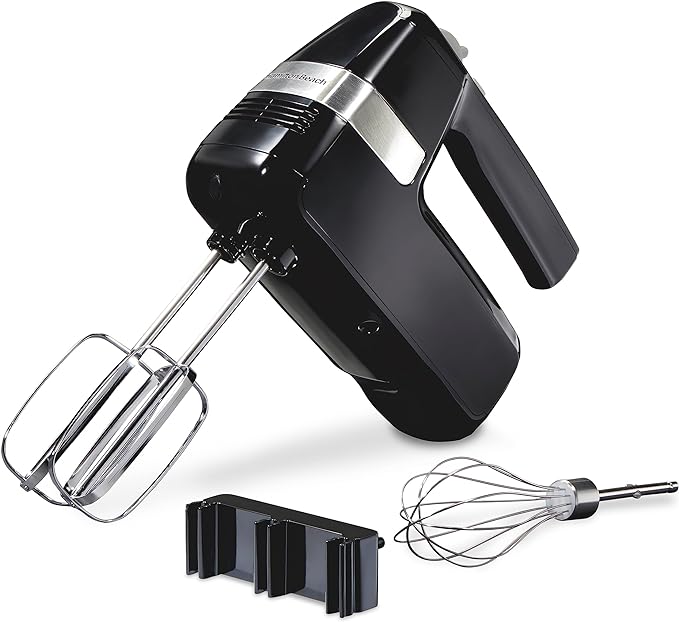 Hamilton Beach Electric Hand Mixer, 6 Speeds + Stir Button, 300 Watts of Peak Power for Powerful Mixing, Includes Whisk and Storage Clip, Black (62628)