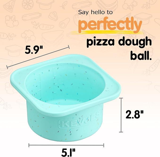 1000ml PLUS Individual Pizza Dough Proofing Containers with Airtight Lids – Food Grade Silicone, Freezer/Dishwasher Safe –Neapolitan Dough Rising & Fermentation – 2 Pack (Bondi Mint)