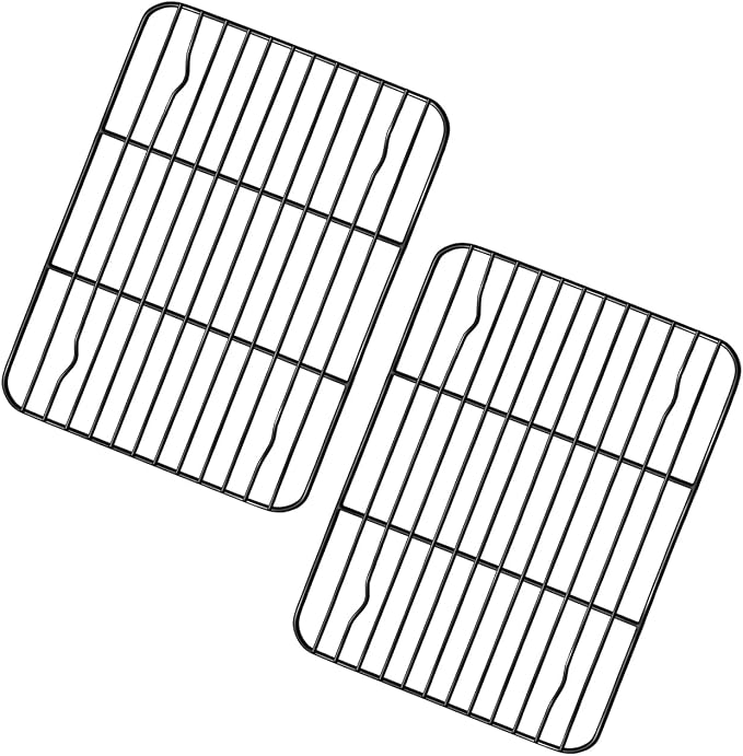 TeamFar Small Cooling Rack (Set of 2), 8.75’’ x 6.25’’ Coated Stainless Steel Wire Rack Baking Racks for Cooking Grilling Cooling, with Non-stick Coating, Healthy & Sturdy, Oven safe & Easy Clean