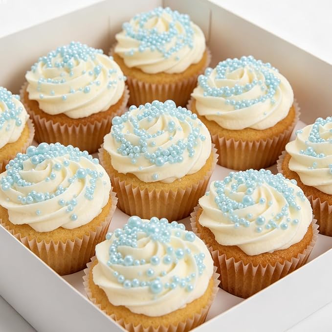 Zali Edible Pearl Sprinkles, Sky Blue, 26 Colors Mixed Size | Sugar Pearls, For Cakes, Cupcakes, Cookies, Donuts & Ice Cream, Gluten Free, Food Grade, Wedding & Festival Decoration