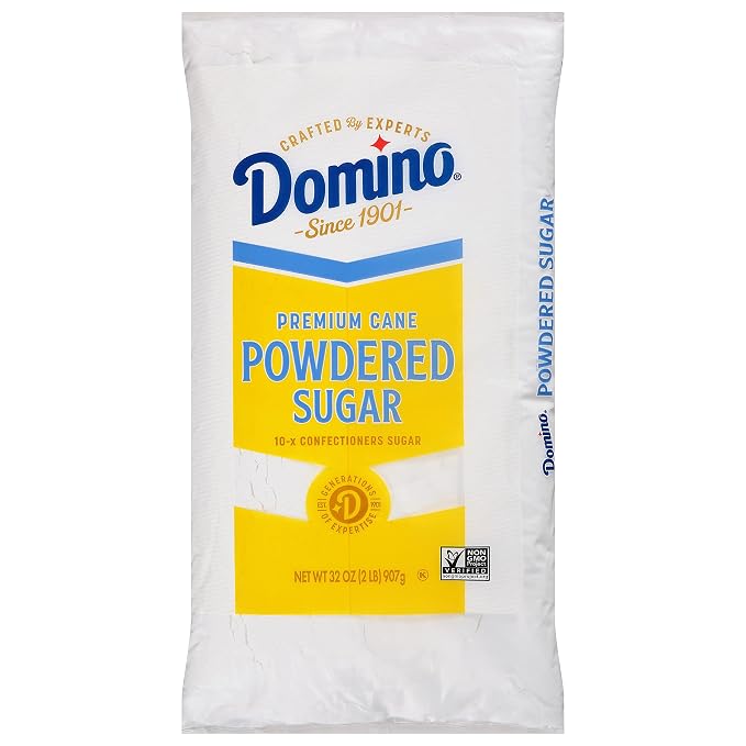 Domino® Powdered Sugar, Premium Cane Confectioners 10X, 2 lb Bag (Pack of 2) – Ultra‑Fine, Smooth Texture for Frosting, Icing & Baking - Includes Bonus Recipe Card