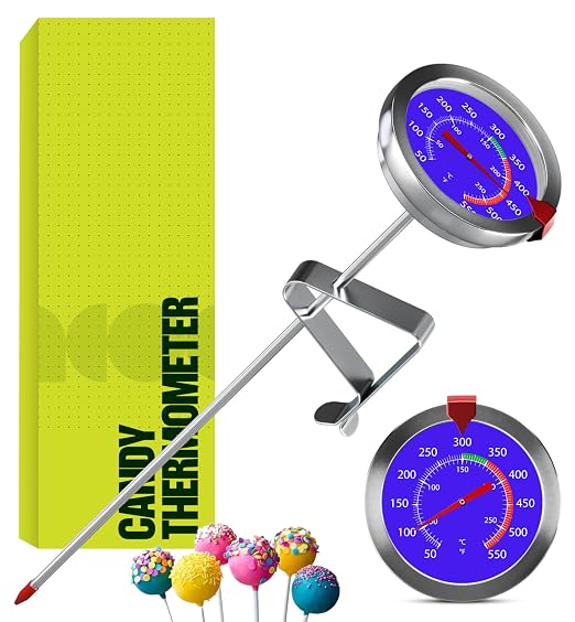 CRAFT911 Candy Thermometer with Pot Clip - Deep Fry Oil Thermometer for Frying and Candle Making (Blue)