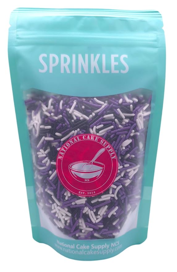 NCS Black, White & Pearlized Purple Jimmies Edible Sprinkles – Cupcake, Cake & Cookie Decorations, 7 oz