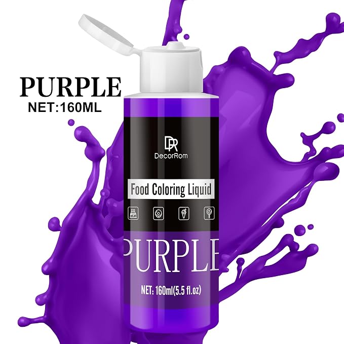 Purple Food Coloring Liquid - Vibrant Liquid Icing Food Coloring Set for Baking, Cake Decorating, Easter Egg, Airbrush - Tasteless Food Dye for Fondant, Slime, DIY Crafts - 5.5 Fl.oz / 160ml Each