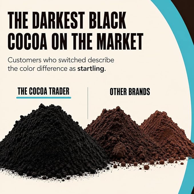 Black Cocoa Powder for Baking - Unsweetened, Extra Dark, 1 lb | Dutch Processed Cocoa Powder - Natural Jet Black Food Coloring Substitute - Alkalized, Vegan, Gluten Free, 65 Servings