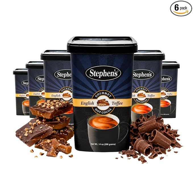 Stephen's Gourmet Hot Cocoa Mix, English Toffee Flavor, Premium Rich & Creamy Drinking Chocolate, Easy Mix Hot Cocoa Powder, 14 oz. (Pack of 6)