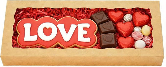 5pcs Cookie Boxes 12 x 5 x 1.5 Inch Bakery Boxes with window Chocolate Covered Strawberries Box for Christmas Valentine's Mother's Day- Brown