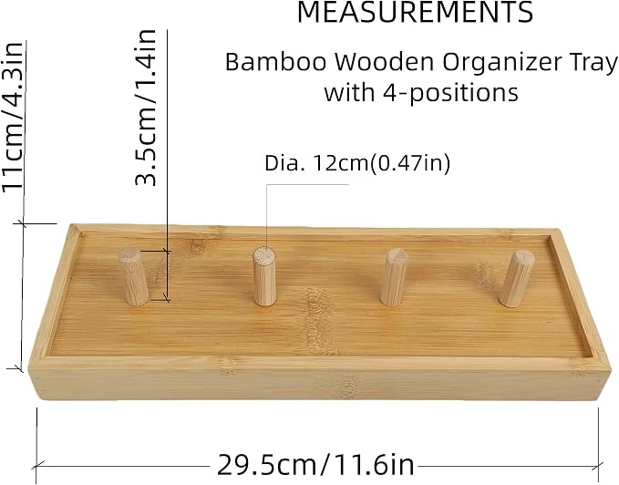 4 Stations Stand Mixer Attachment Holders for KitchenAid Mixer Accessories | As resting spot while switching attachments during dough mixing, Air dry tray after washing, Bamboo nature tray with 4 pegs