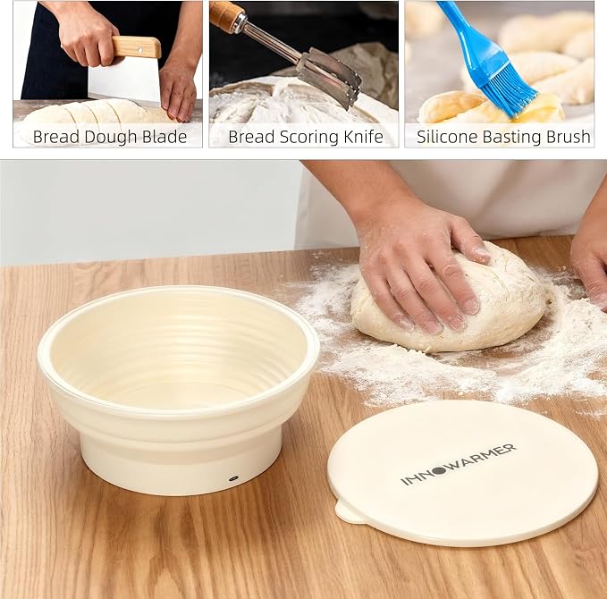 2026 Upgraded Bread Proofing Box Kit - Foldable Dough Proofer Box with 4 Temp Levels, Food Grade Silicone Mat, Foldable Design for Sourdough, Bread & Pizza Dough Rising