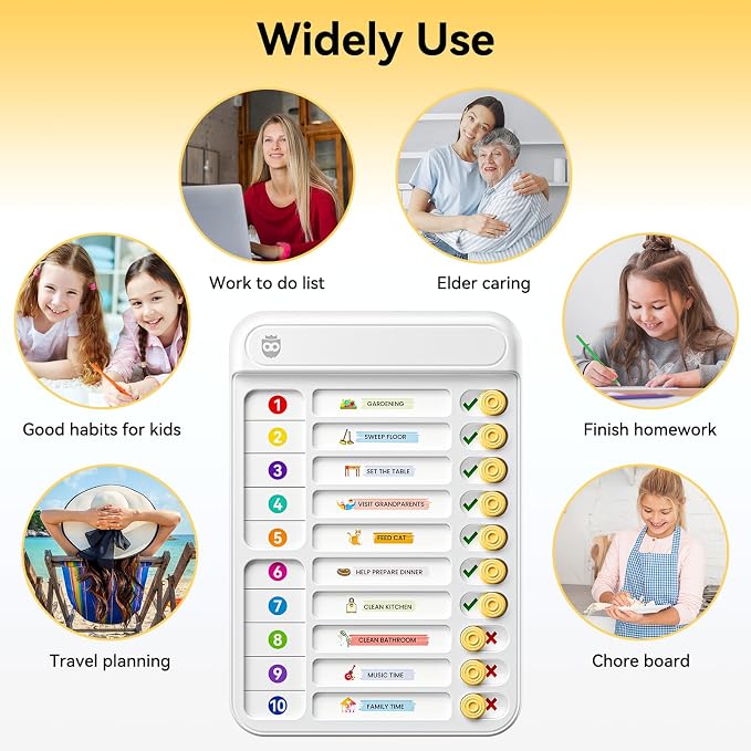 Chore Chart for Kids, Checklist Planning Board with Sliders, 19 Personalizable Sheets and Magnetic Marker, ADHD Tools for Kids to Do List Routine Chart Visual Schedule Magnetic Board for Fridge