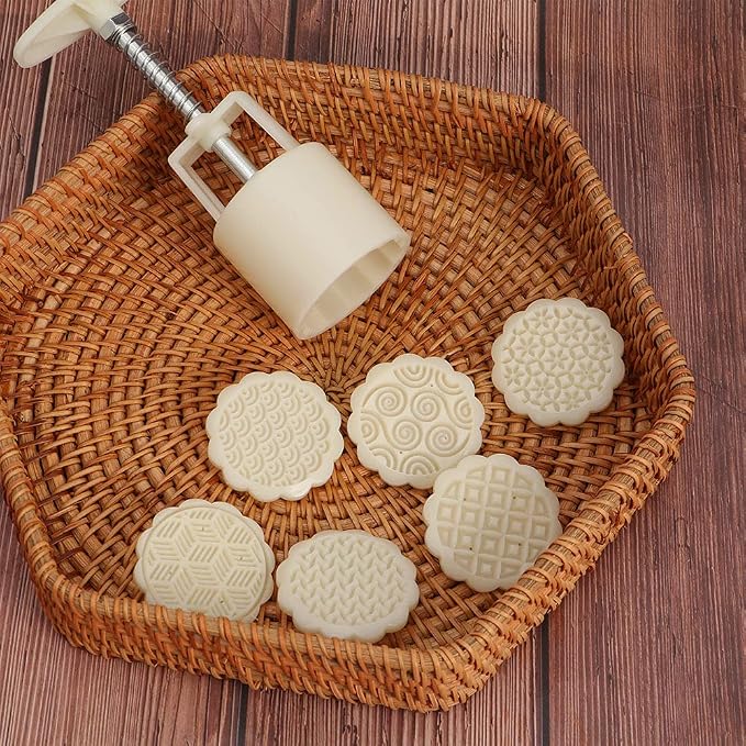 Leadigol Mooncake Mold Chinese Style 50g Cookie Stamp Cutter Geometric Pattern Hand Press Kitchen Green Bean Cake Moon Cake Mould