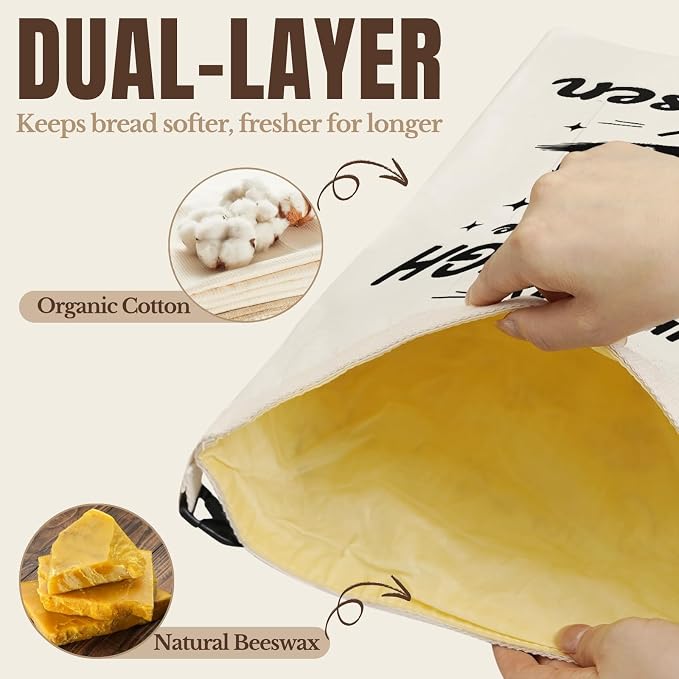 InnoBeta Beeswax Bread Bags for Sourdough & Homemade Bread, 2 Pack Reusable Cotton, 17"x13", “Jesus Risen” Theme