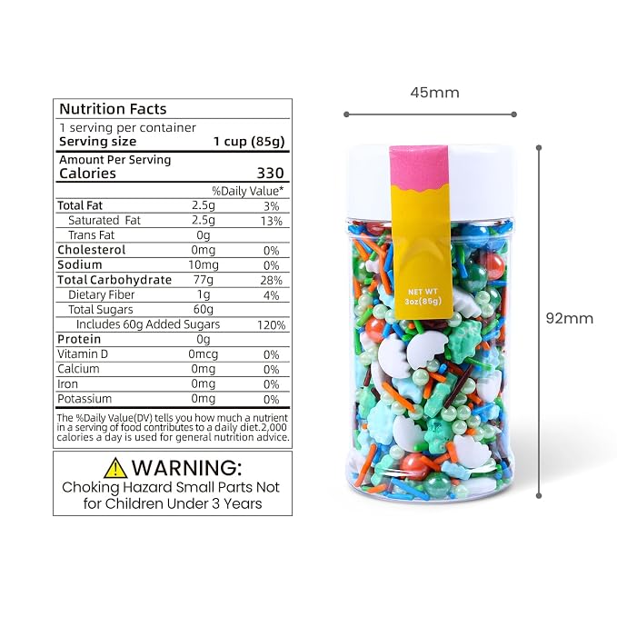 3oz Dinosaur Sprinkles for Cupcakes Decorating, Blue and Green Sprinkles for Baking, Edible Dino Sprinkles for Kids Birthday Party, Sprinkle for Cupcake Toppers