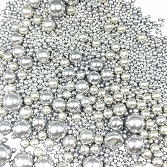 Edible Pearl Sugar Sprinkles Silver Candy Mixing Size Baking Edible Cake Decorations Cupcake Toppers Cookie Decorating Celebrations Wedding Valentines Easter Halloween Christmas Supplies 120g/ 4.23oz