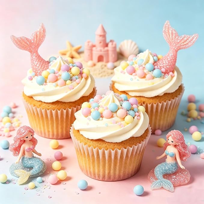 Pastel Sprinkles for Cake Decorating, 11.3oz/320g Edible Pearls Sugar 4 Jars Set for Baking Cupcakes Cookies Ice Cream