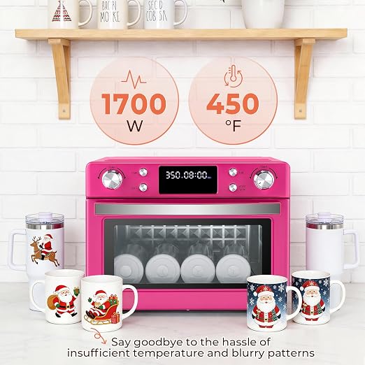 30L/32Qt Sublimation Oven - for 40oz Tumblers | 1700W 450℉ 360° Turbo Convection, Digital Control, Bulk Printing for 11oz Ceramic Mugs with Accessories
