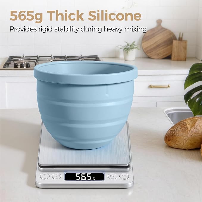 Forenee 5Qt Collapsible Silicone Liners for KitchenAid Tilt-Head Mixers | 3Pack Bowl Insert Aid Set with Lids, No More Mixer Bowls Needed for Easy Baking,Non-Stick Rubber Liner Bowls for KitchenAid