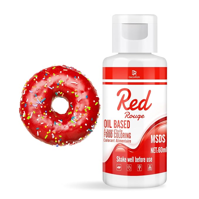 Oil Based Food Coloring - Vibrant Food Coloring for Chocolate, Candy Melts, Baking, Cake Decorating - Upgraded Edible Food Color Dye for Icing, Fondant,Butter, Cookie, DIY Crafts - 2 Fl.oz (Red)