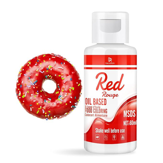 Oil Based Food Coloring - Vibrant Food Coloring for Chocolate, Candy Melts, Baking, Cake Decorating - Upgraded Edible Food Color Dye for Icing, Fondant,Butter, Cookie, DIY Crafts - 2 Fl.oz (Red)