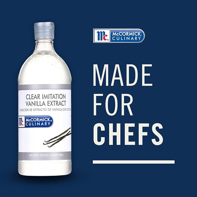McCormick Culinary Clear Imitation Vanilla Extract, 32 fl oz (Pack of 6) - Six 32 Fluid Ounce Bottles of Clear Vanilla Flavoring for Baking, Perfect in Baked Goods, Frostings, Custards and Desserts